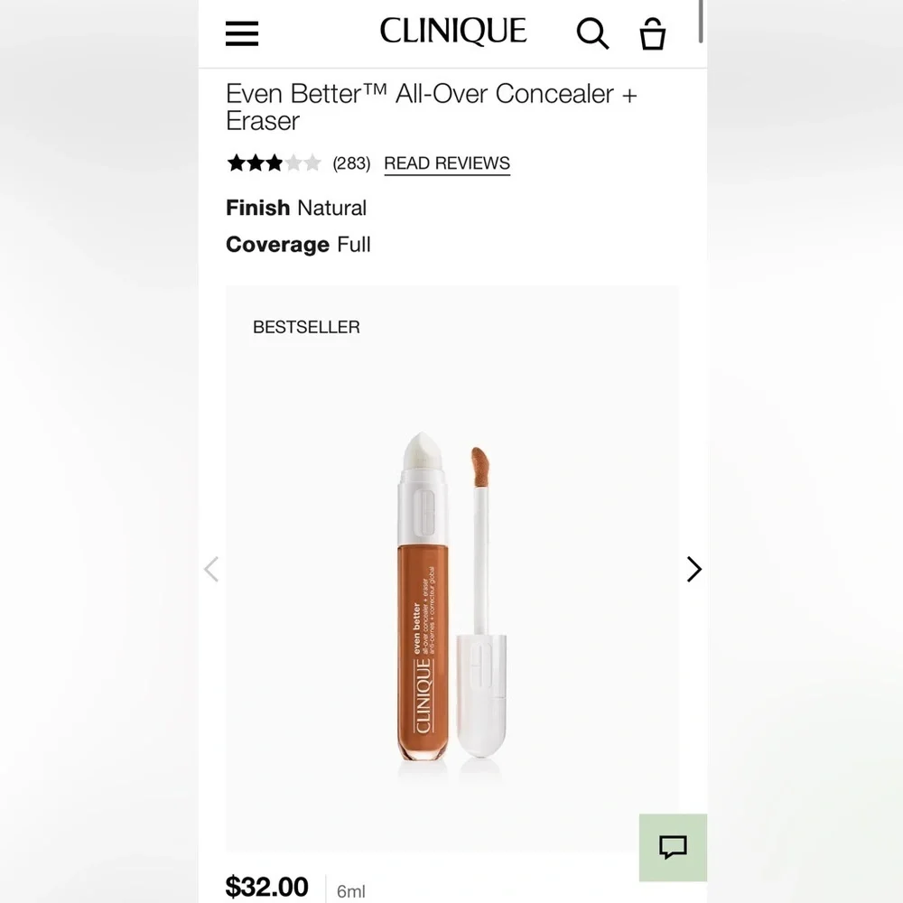 🆕 CLINIQUE Even Better T™ All-Over Concealer + Eraser WN 118 AMBER NIB